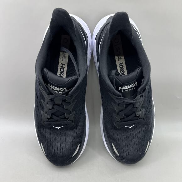 Hoka One One Clifton 8 Running Shoes Women Size 7.5 Black White Comfort Sneakers - Picture 5 of 8